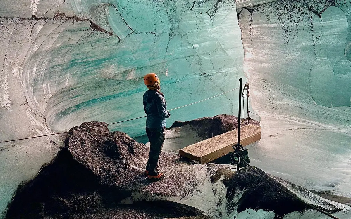Blue ice and crevasses on Falljökull, an outlet of Vatnajökull at Skaftafell