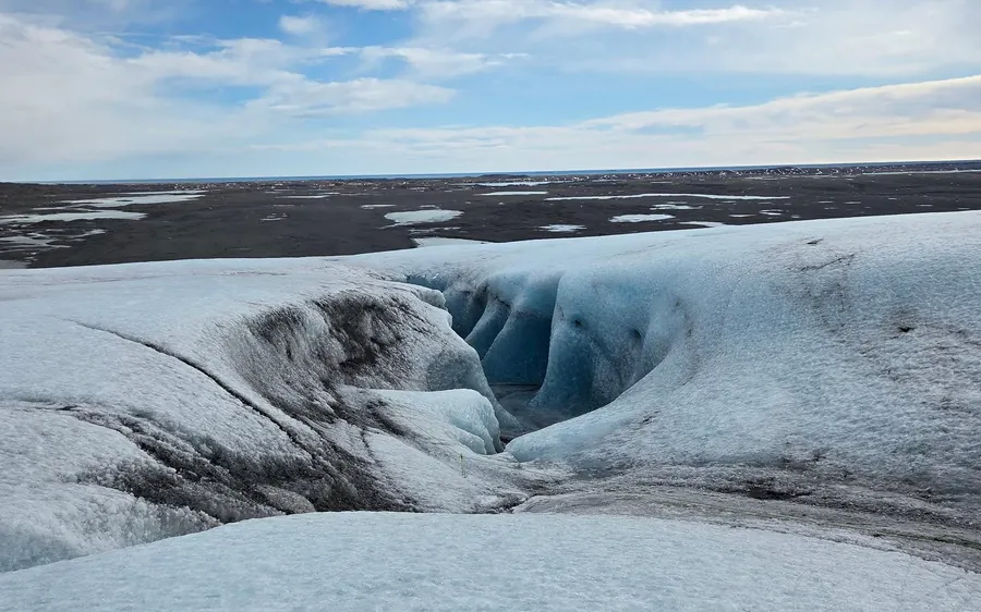 A remote ice cave deep inside Vatnajökull glacier